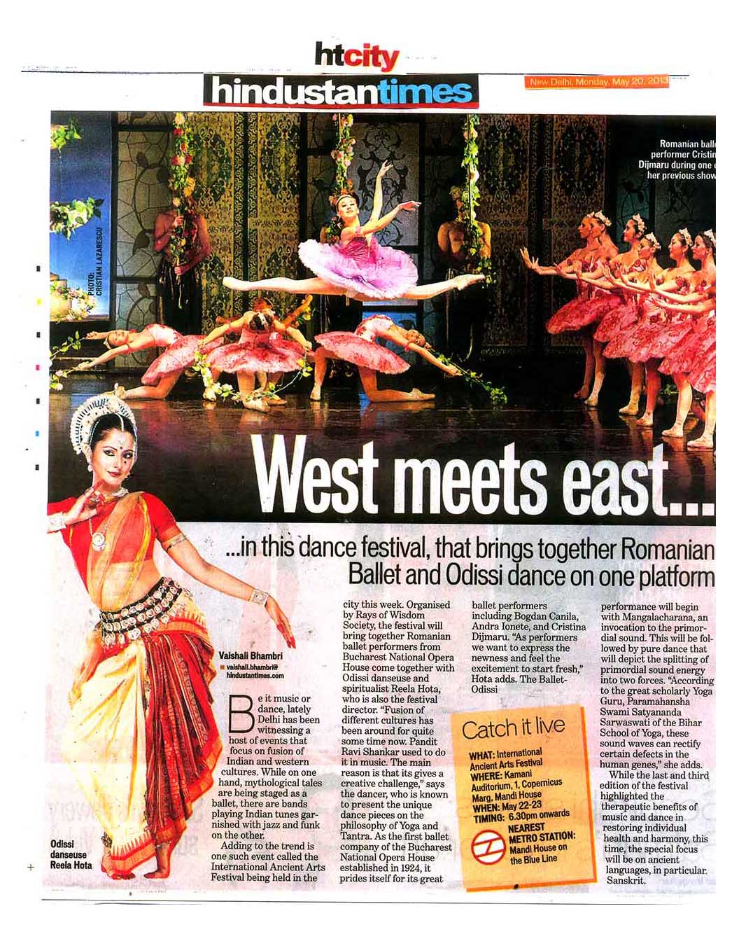 2013, May 20: West Meets East, Hindustan Times Edition 