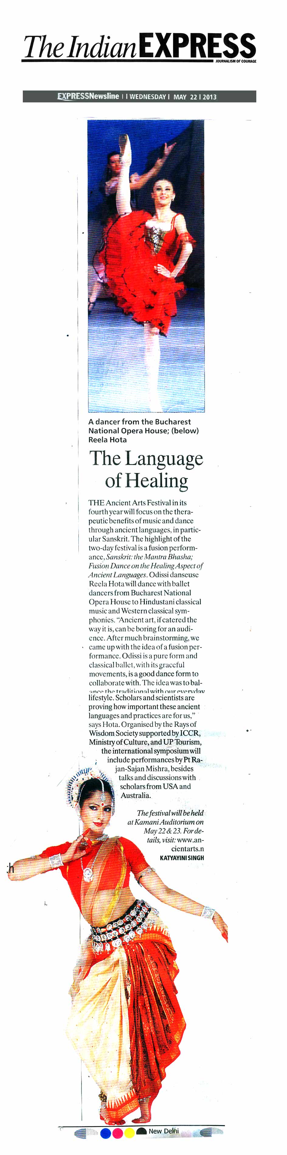 2013 May 22: The Language of Healing - Indian Express.