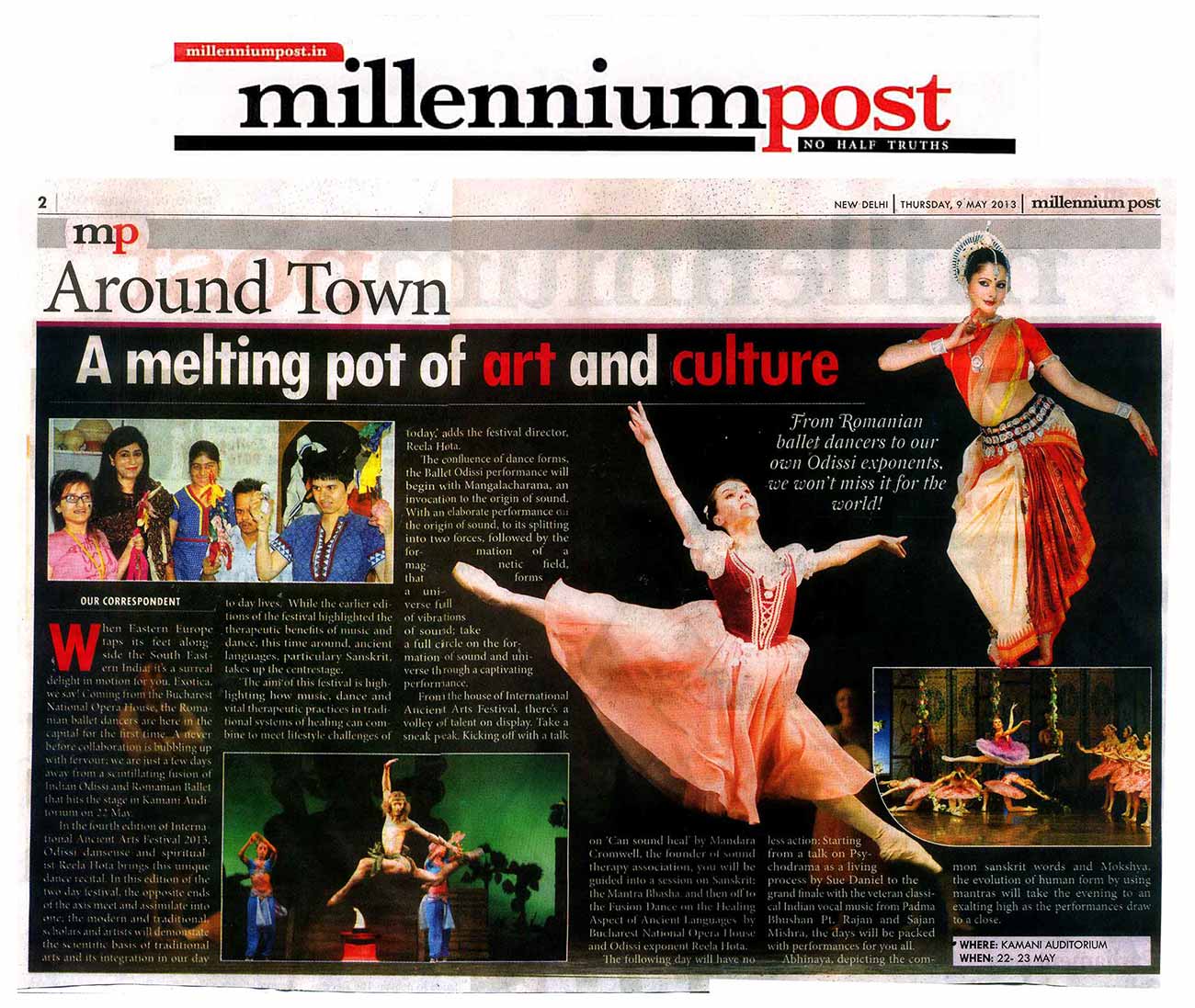 2013, May 9: A Melting Pot of art and Culture Millennium Post Edition,May 9, 2013